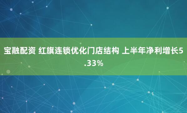 宝融配资 红旗连锁优化门店结构 上半年净利增长5.33%