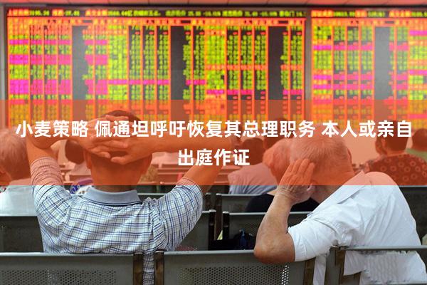 小麦策略 佩通坦呼吁恢复其总理职务 本人或亲自出庭作证